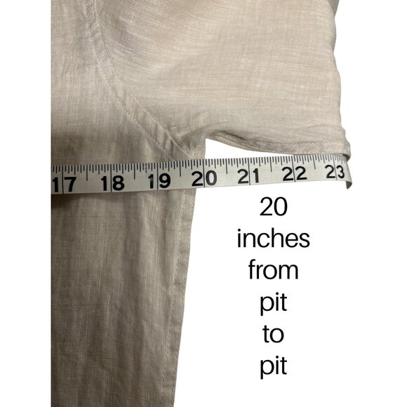 Mens Beige Linen Button-Up Shirt By Yd. XS Long Sleeve Casual Wear - Picture 5 of 6